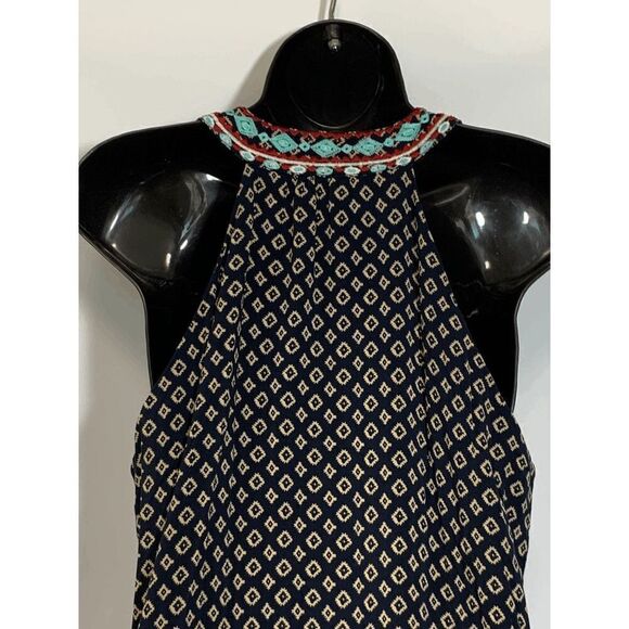 THML Womens Midi Dress Summer Sleeveless Deep Neckline Abstract Large - Picture 10 of 11